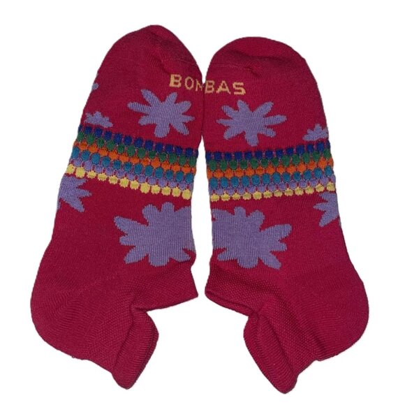 Bombas Womens Ankle Socks Hot Pink Floral Medium Size 8 - 10.5 NWT Authentic - Picture 4 of 4